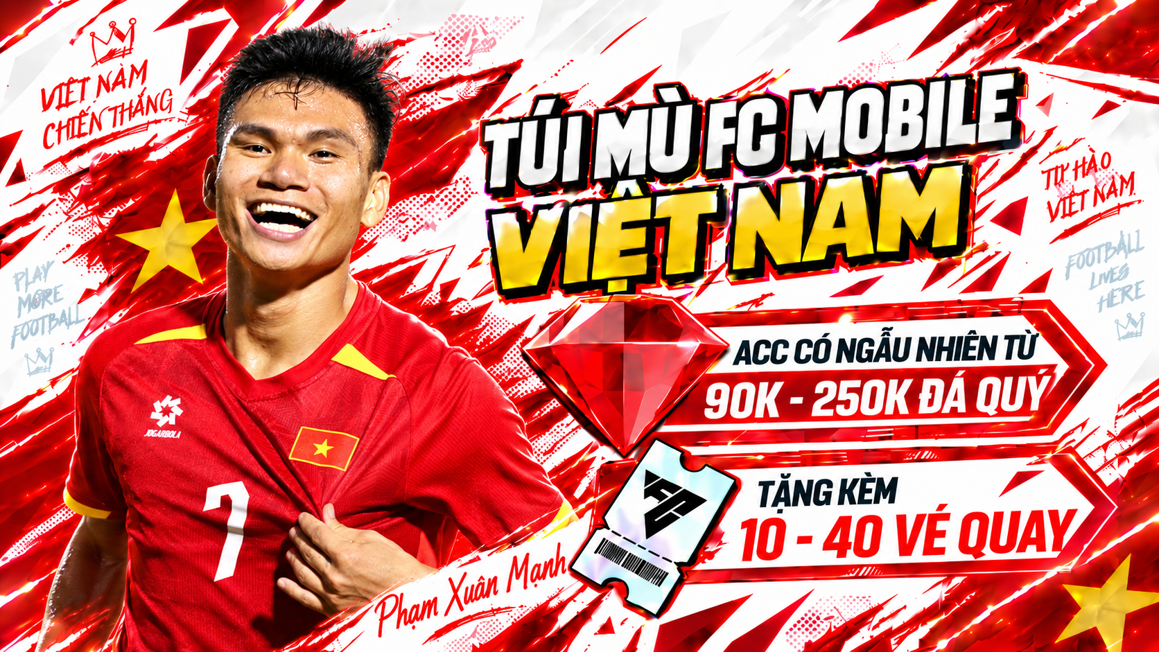 🇻🇳 Acc Reg Đá Quý Fc Mobile Vn [ 90k - 250k Đá Quý ] + [ 10 - 40 Vé Quay ] + [ Có Tỷ Lệ Kèm Thêm Cầu Thủ TOTY 117 ]
