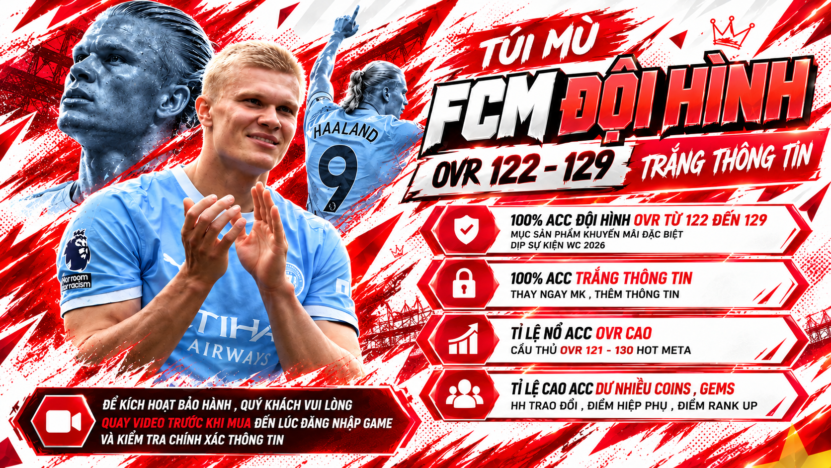 Túi Mù FCM Đội Hình OVR từ 122 đến 129 - Trắng Thông Tin